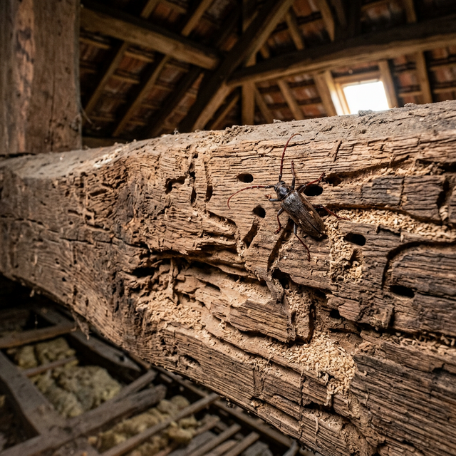 Capricornes et vrillettes : protéger la charpente de votre maison